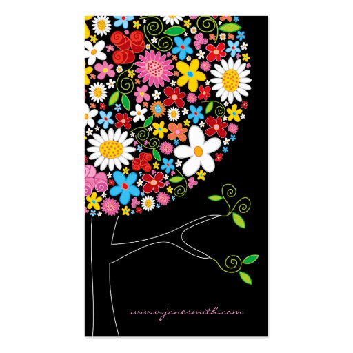 fatfatin Spring Flowers Pop Tree Businesscard Business Card (back side)