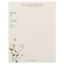 fatfatin Summer Bird & Swirls Business Letterhead