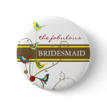 fatfatin Summer Birds And Swirls Wedding Button buttons