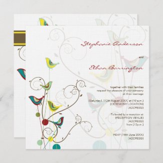 fatfatin Summer Birds And Swirls Wedding Invite invitation