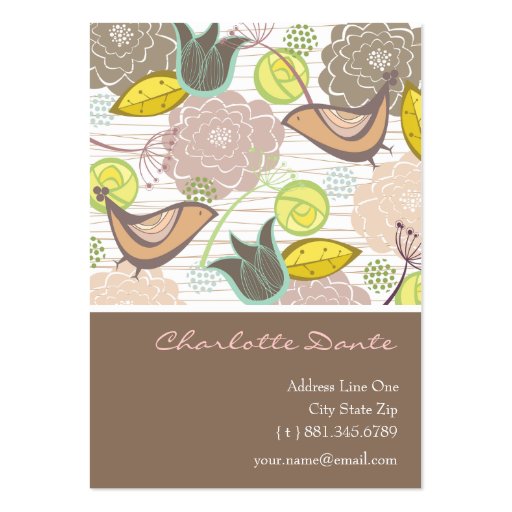 fatfatin Sweet Birds & Floral Garden Profile Card Business Cards (front side)