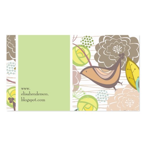 fatfatin Sweet Birds & Floral Garden Profile Card Business Card Templates (back side)
