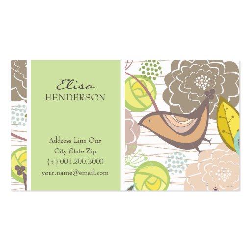 fatfatin Sweet Birds & Floral Garden Profile Card Business Card Templates (front side)