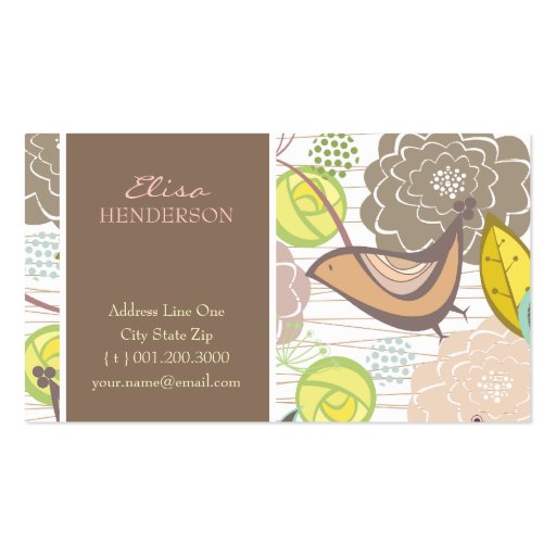 fatfatin Sweet Birds & Floral Garden Profile Card Business Card Templates (front side)