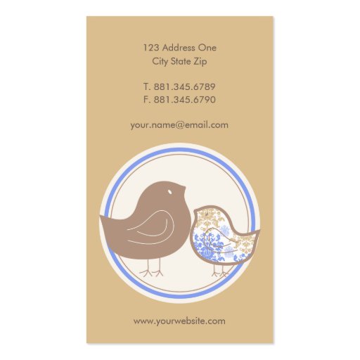 fatfatin Sweet Blue Damask Chicks Profile Card Business Card Templates (back side)