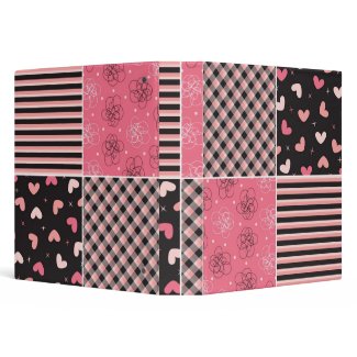 fatfatin Sweet Hearts Pink Black Pattern Binder binder
