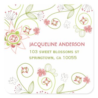 fatfatin Sweet Pink Blooms Address Labels Sticker sticker