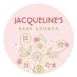 fatfatin Sweet Pink Blooms Baby Shower Sticker sticker