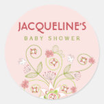 fatfatin Sweet Pink Blooms Baby Shower Sticker
