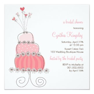 fatfatin Sweet Wedding Cake Bridal Shower Invite 5.25" Square Invitation Card