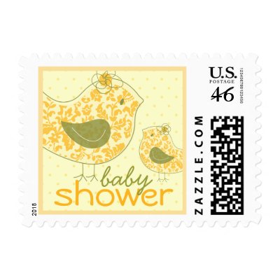 fatfatin Swirly Mom & Baby Bird Baby Shower Stamps