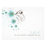 fatfatin Tropical Hibiscus Blue Wedding RSVP Reply Invites
