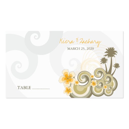 fatfatin Tropical Waves Yellow Hibiscus Place Card Business Card Template