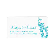 fatfatin Turquoise Paisley Peacock Address Label