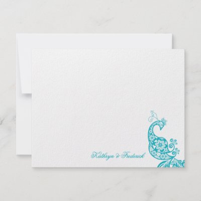 fatfatin Turquoise Paisley Peacock Thank You Card Personalized Invites