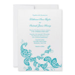 fatfatin Turquoise Paisley Peacock Wedding Invite
