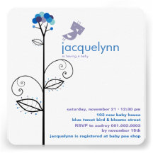 fatfatin Tweet Bird Blue Baby Shower Invitation