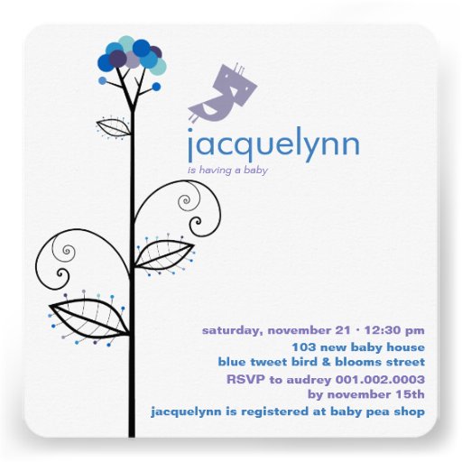 fatfatin Tweet Bird Blue Baby Shower Invitation