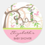 fatfatin Twin Girls Peas In A Pod Baby Shower Round Stickers