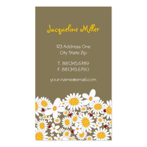 fatfatin White Daisies & Ladybugs Profile Card Business Card (front side)