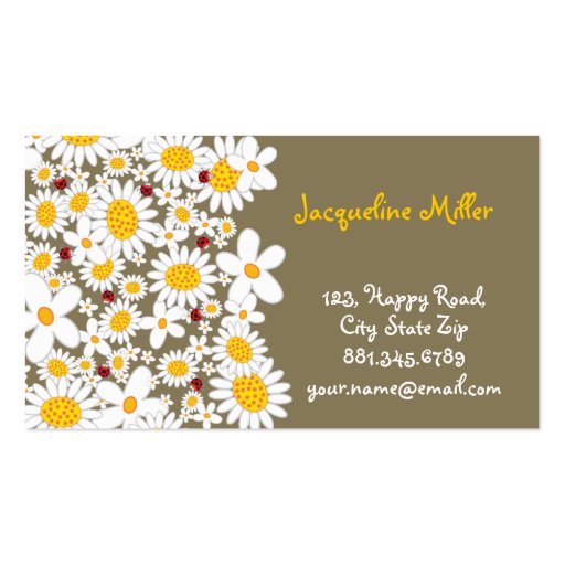 fatfatin White Daisies & Ladybugs Profile Card Business Card (front side)