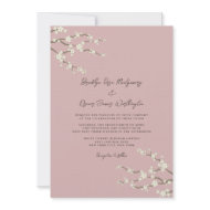 fatfatin White Sakura Cherry Blossom Wedding invitation