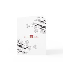 fatfatin White Sakuras Chinese Wedding Card