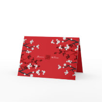 fatfatin White Sakuras Chinese Wedding Invitation Greeting Card