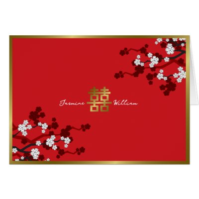 Chinese Wedding Card on White Sakuras Chinese Wedding Invitation Greeting Card By Fat Fa Tin