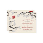 fatfatin White Sakuras Chinese Wedding Save Date Post Card