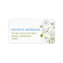 fatfatin Wild Sweet Blue Blooms Address Labels