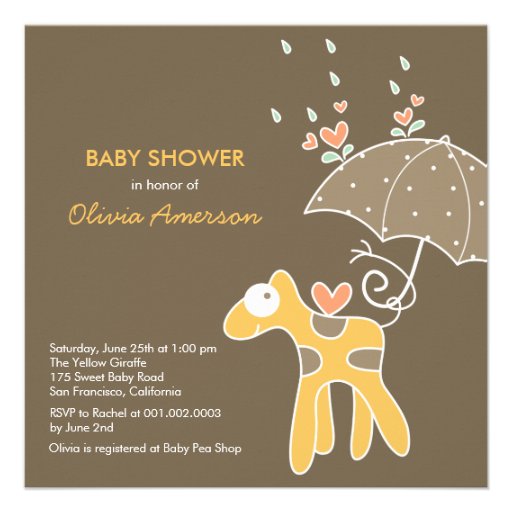 fatfatin Yellow Giraffe Baby Shower Invitation