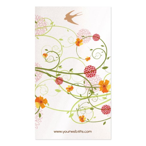 fatfatin Yellow Hibiscus Swirls Swallows Profile Business Card Template (back side)