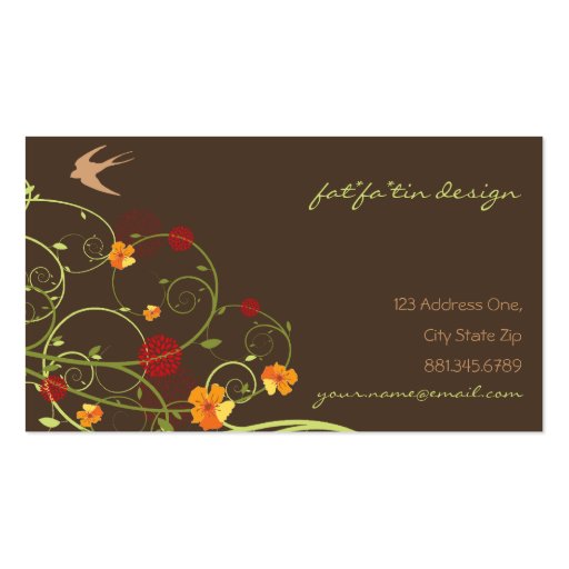 fatfatin Yellow Hibiscus Swirls Swallows Profile Business Card Template (front side)