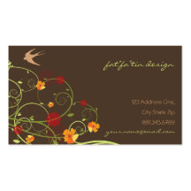 fatfatin Yellow Hibiscus Swirls Swallows Profile Business Card Template