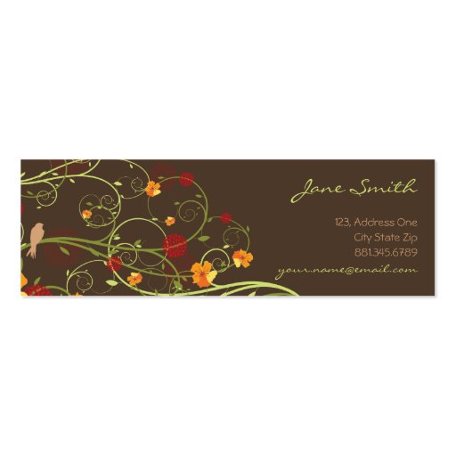 fatfatin Yellow Hibiscus Swirls Swallows Profile Business Cards (front side)