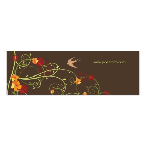 fatfatin Yellow Hibiscus Swirls Swallows Profile Business Cards (back side)