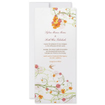 fatfatin Yellow Hibiscus Swirls & Swallows Wedding Personalized Invites