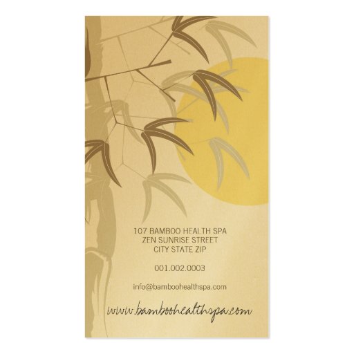 fatfatin Yellow Sunrise Bamboo Zen Profile Card Business Card (back side)