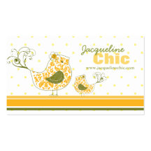 fatfatin Yellow Swirly Damask Birds Business Card