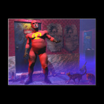 FatGuy VS the Alley Cat Gang postcards