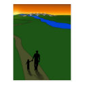 Father And Child Evening Walk Postcard