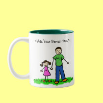 Father and Daughter Brunette Mug (Customize Names) mugs