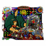 Father and Son at Computer Sculpture Cut Outs