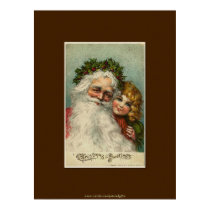 Father Christmas & Child Vintage Art posters