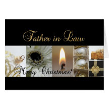 Father in Law Merry Christmas  black gold christma Greeting Cards