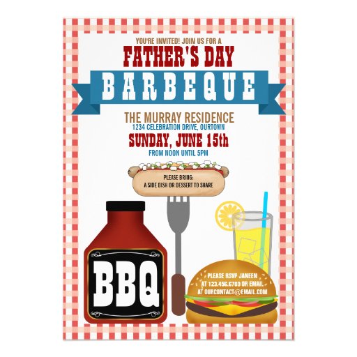 Father's Day Barbeque Party Invitations