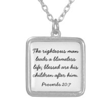 Father's Day bible verse Proverbs 20:7 necklace
