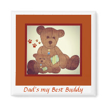 Father's Day Brown Bear Family Best Buddies Fridge Magnets