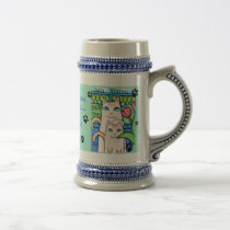 Father's Day Cat Family Collectible Beer Mug by jamiecreates1 Father's Day Cat Family Collectible Beer Mug